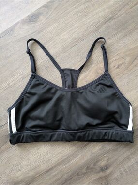 adidas Black & White Thin-Strap Racerback Sports Bra